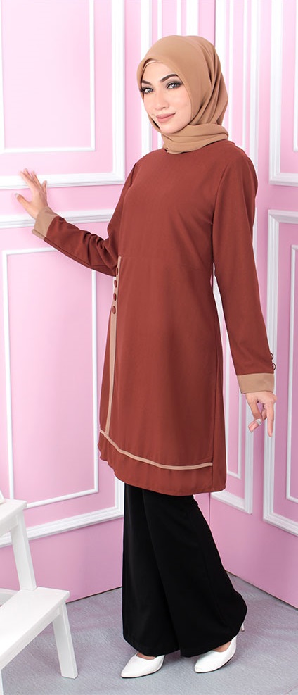 QA-557 WOMEN'S BLOUSE BROWN